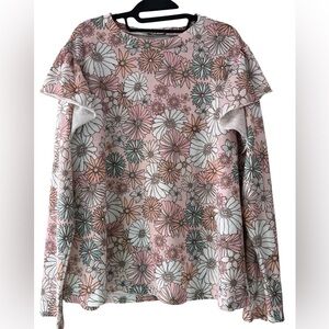Izuria Women’s Pink & Green floral long-sleeve top Size 2XL